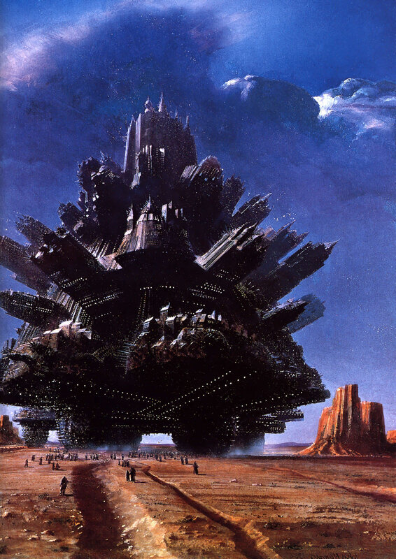 Floating city in desert