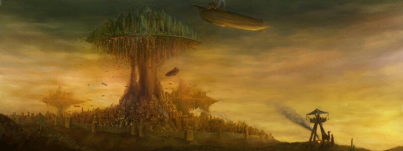 Floating City in Desert — Yellow