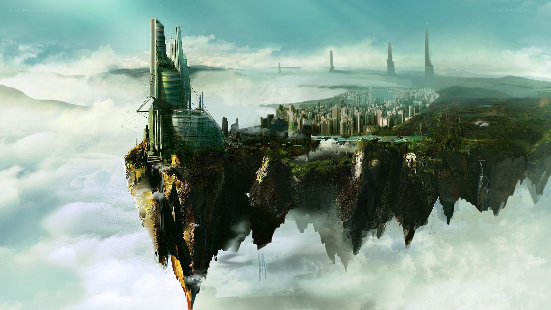 floating city in the clouds