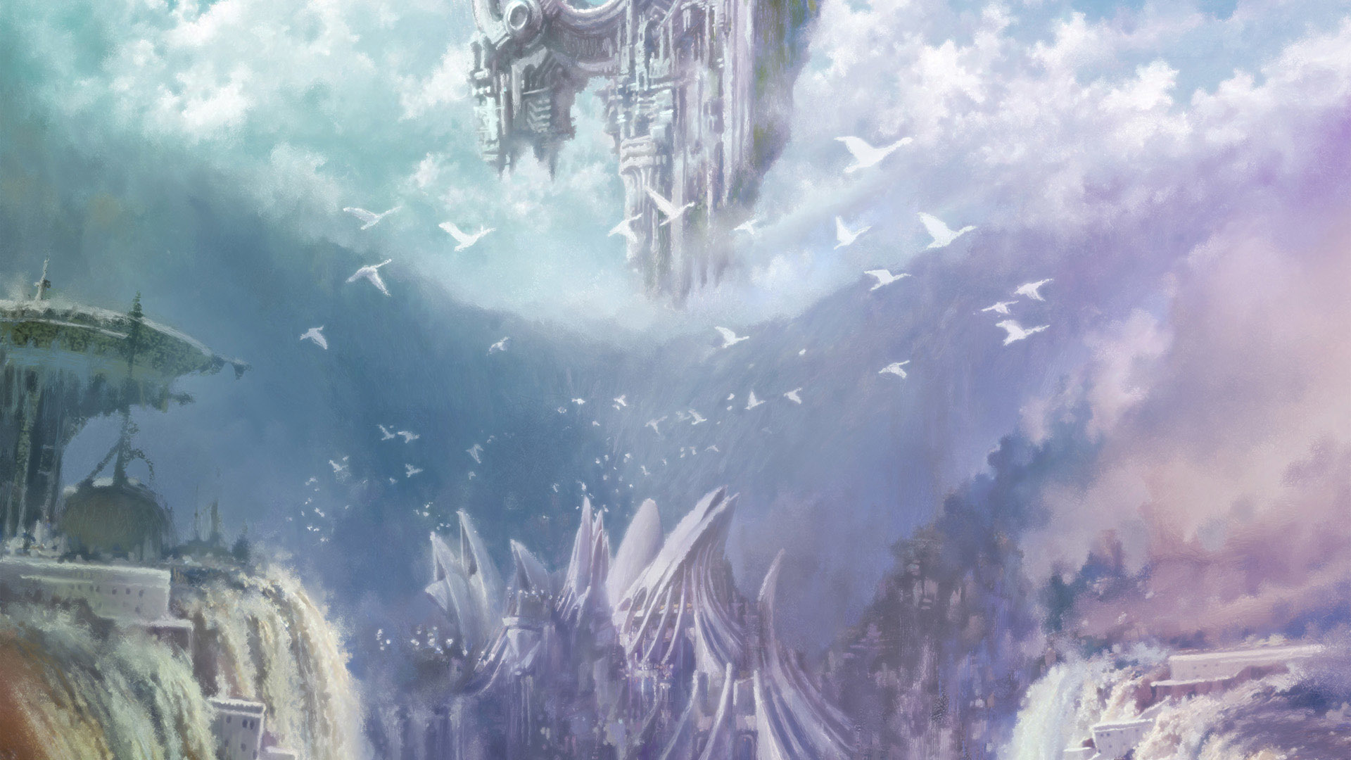 Floating city in the clouds