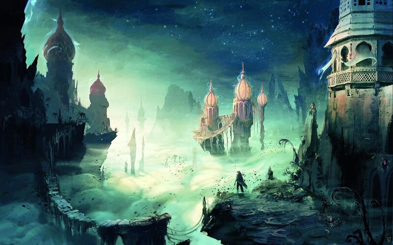 floating city in the clouds