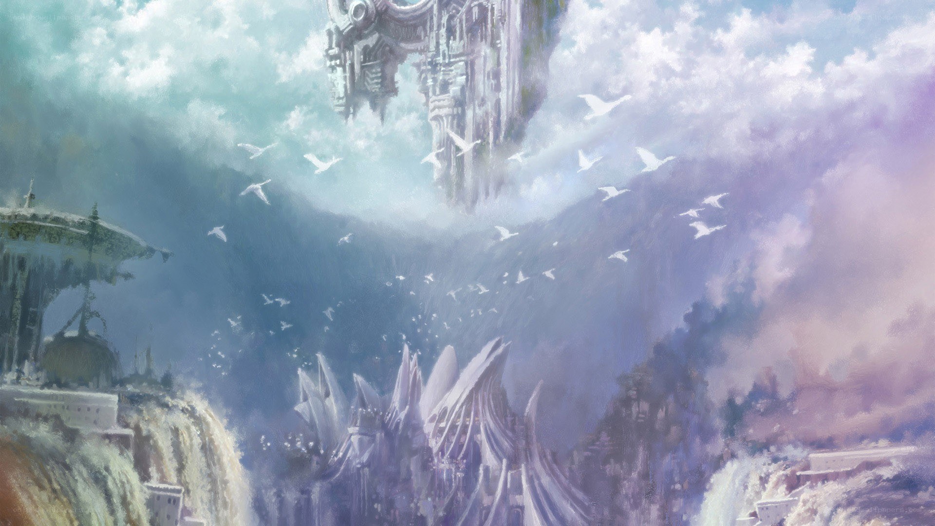 floating city in the clouds