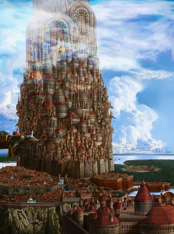 Floating city of towers