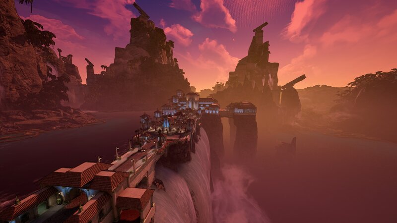 Floating City on Cliff — Purple