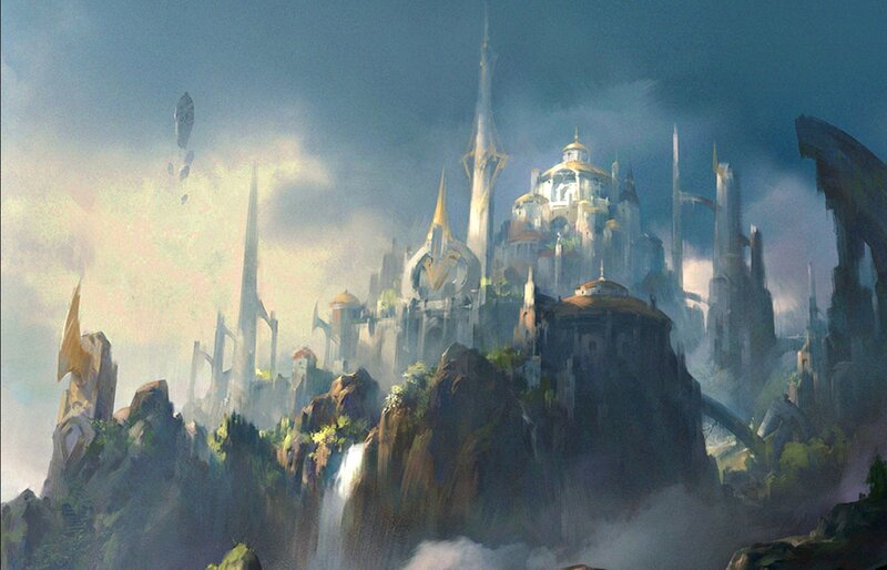 Floating City on Cliff