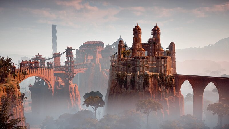 Floating City on Cliffs — Brown
