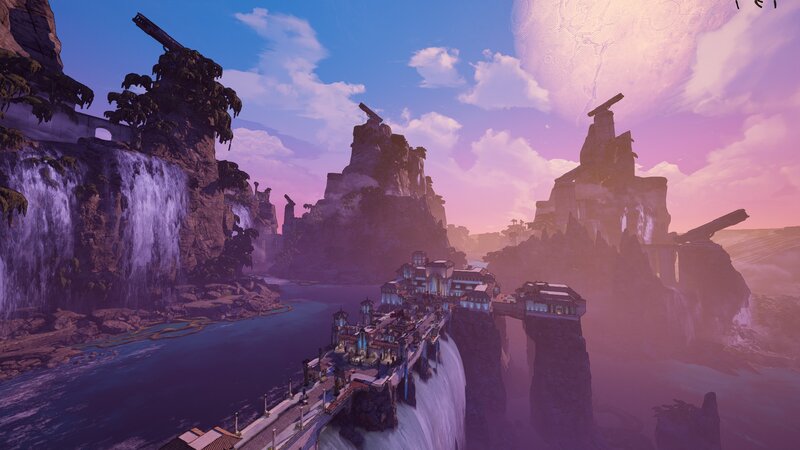 Floating City on Cliffs — Purple