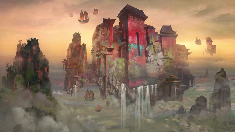 Floating City on Cliffs