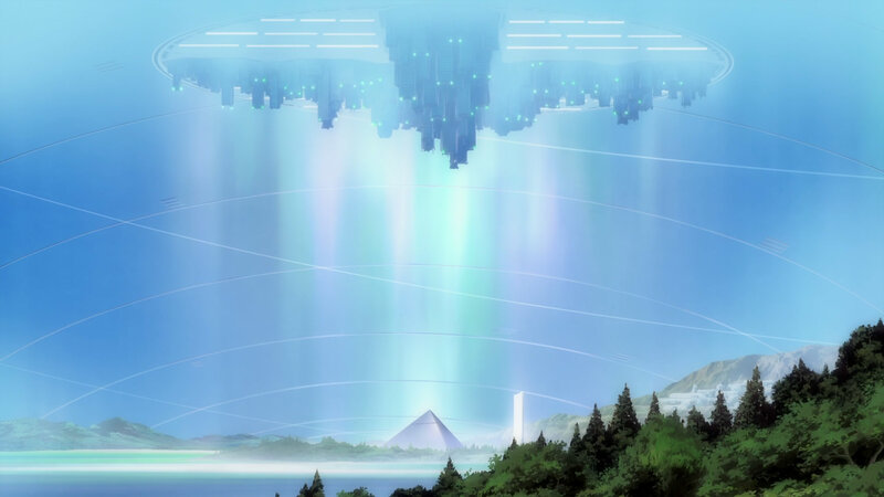 floating city over forest