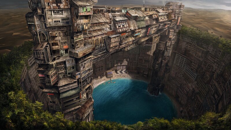 Floating City over Water