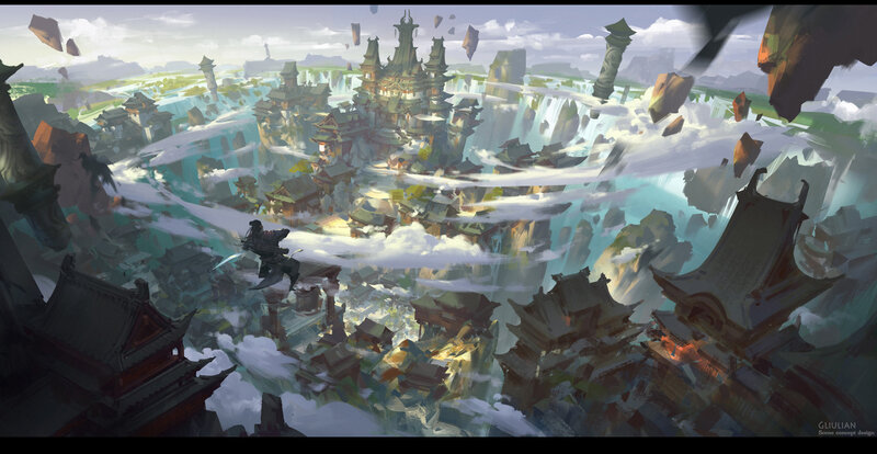 Floating City Ruins — Gray, Dramatic, Afternoon