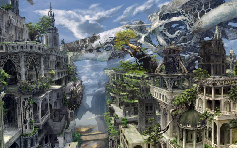 Floating City Ruins — Gray