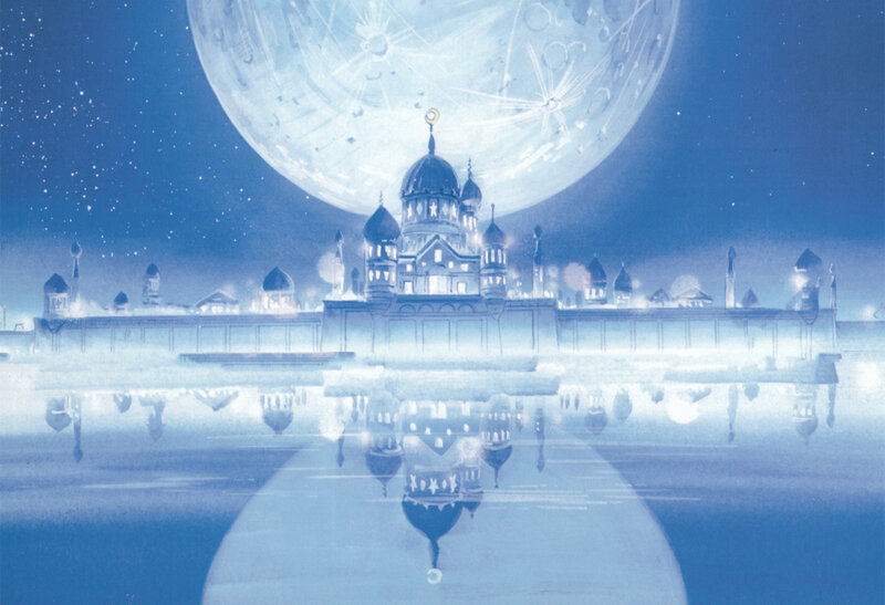 Floating City under Moon