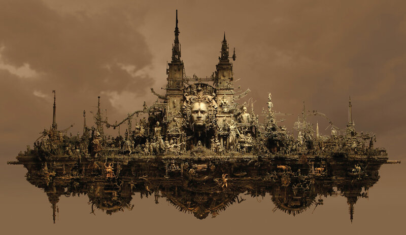Floating city with central face