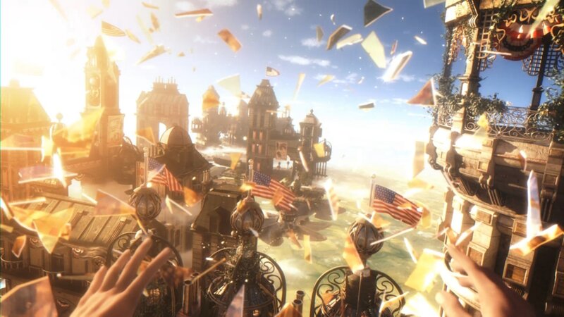 floating city with flags