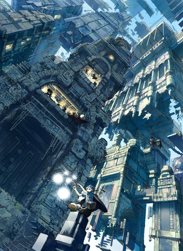 Floating city with magic user