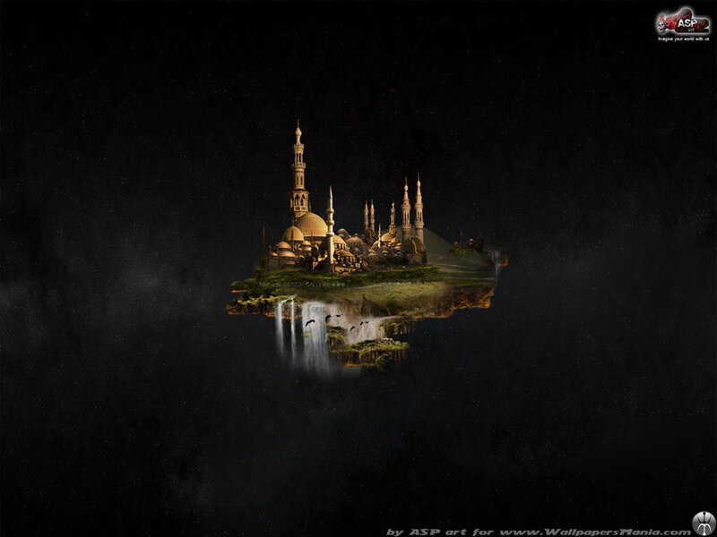 floating city with mosque