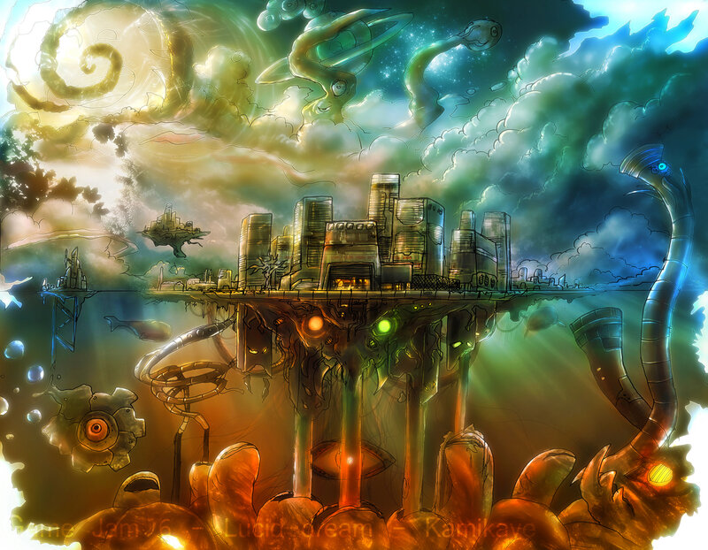 Floating City with Tentacles