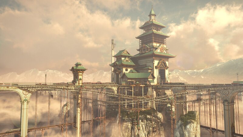 Floating City with Train Tracks