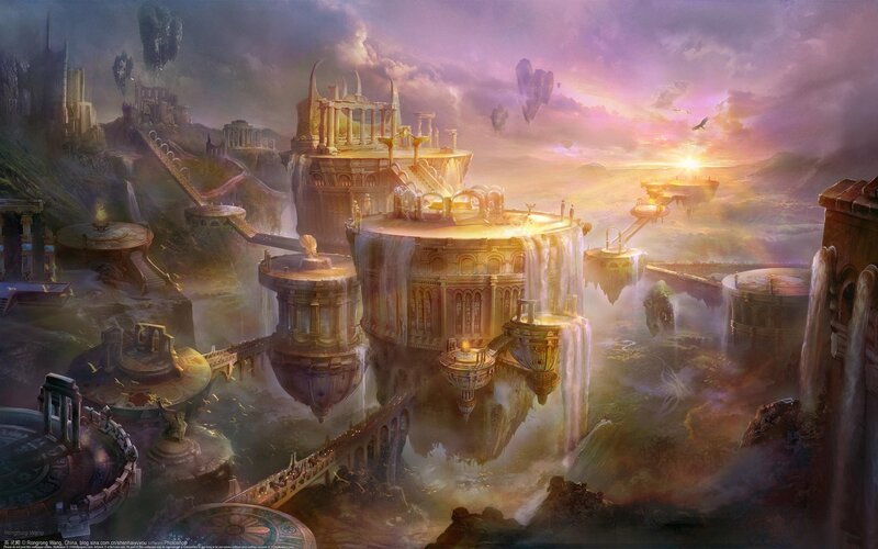 Floating Cityscape — Purple, Dramatic