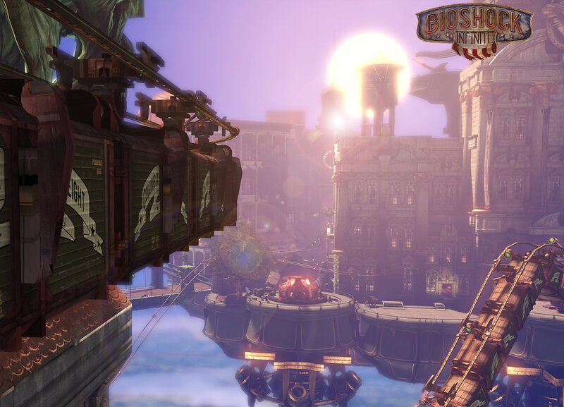 Floating Cityscape with Train