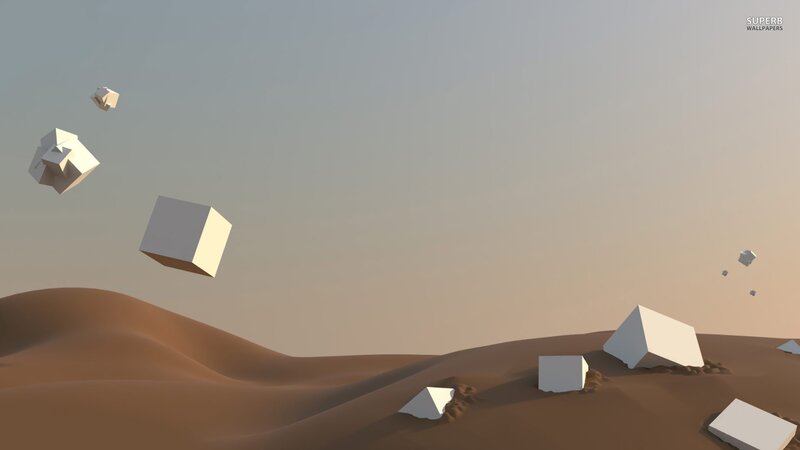 floating cubes in desert