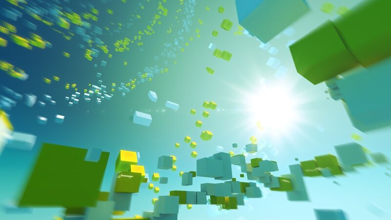 Floating Cubes in Light — Green, Serene