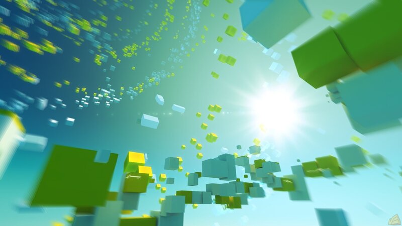 Floating Cubes in Space — Green