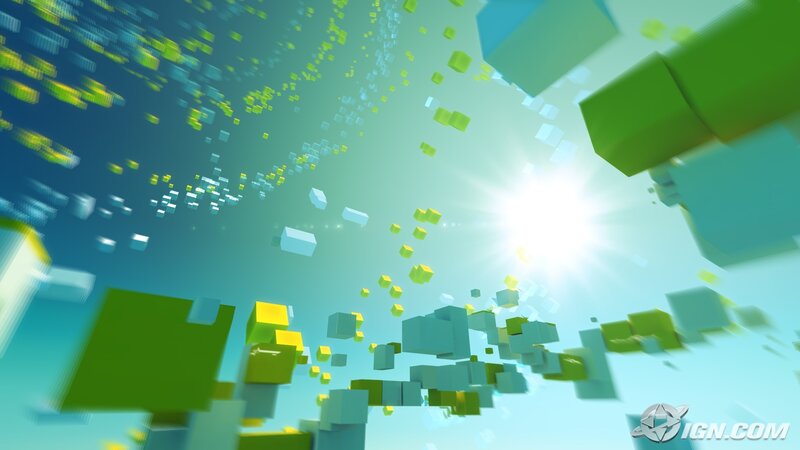 floating cubes in sunlight
