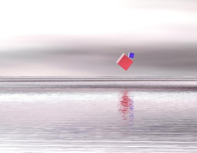 floating cubes over water