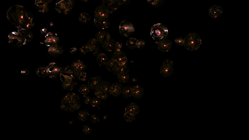 floating dark spheres with red lights