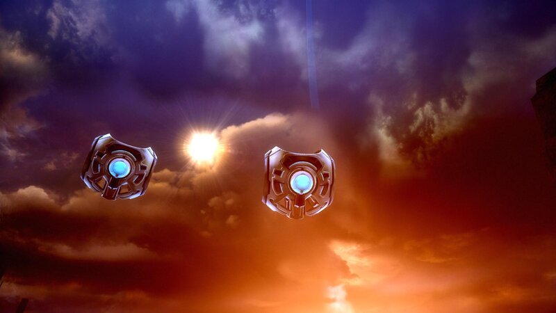 floating devices in stormy sky