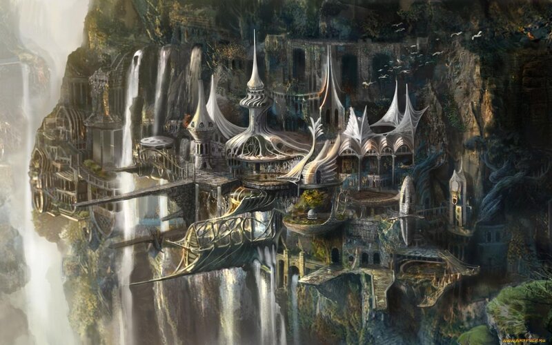 Floating fantasy city