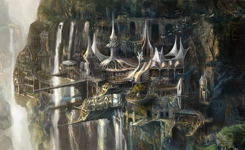 floating fantasy city