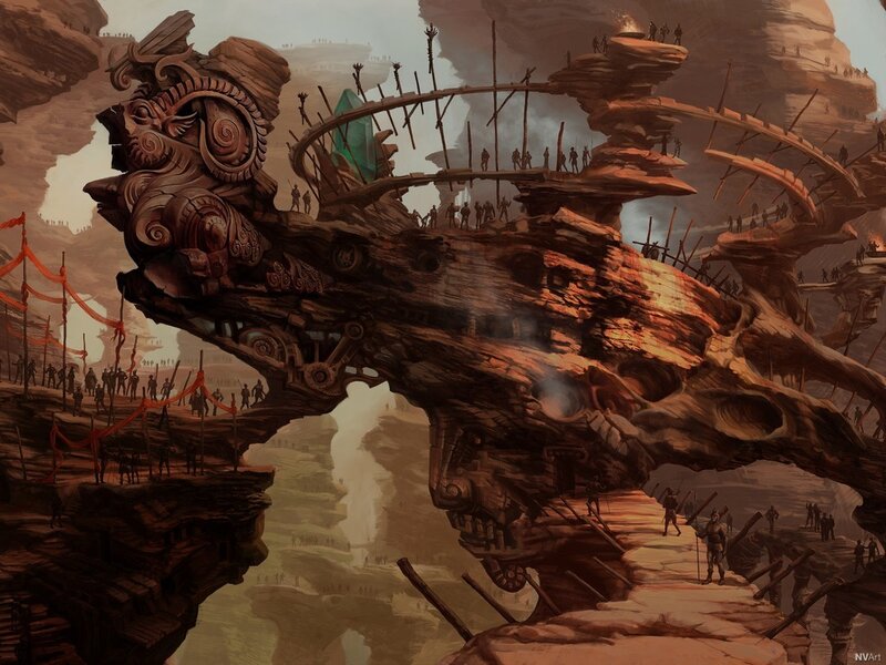 Floating fortress in a canyon