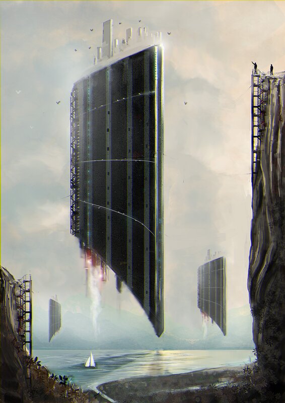 Floating futuristic city