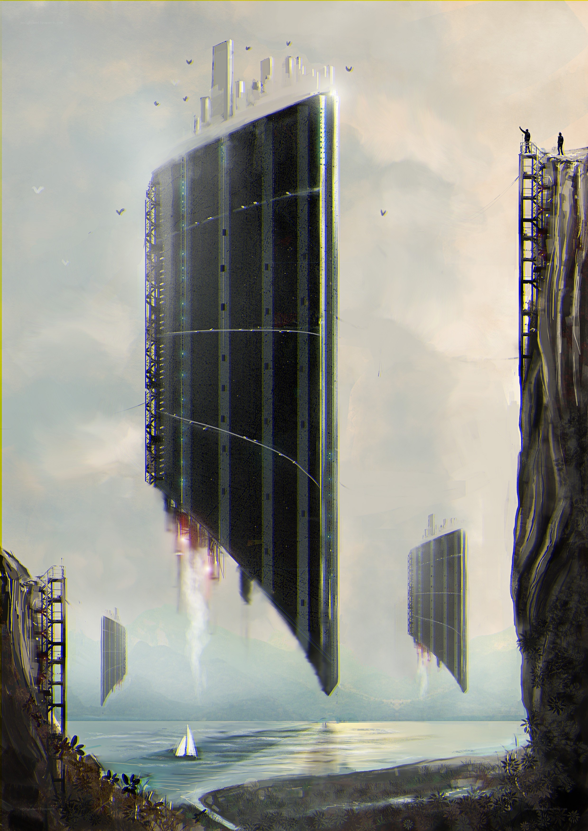 Floating futuristic city