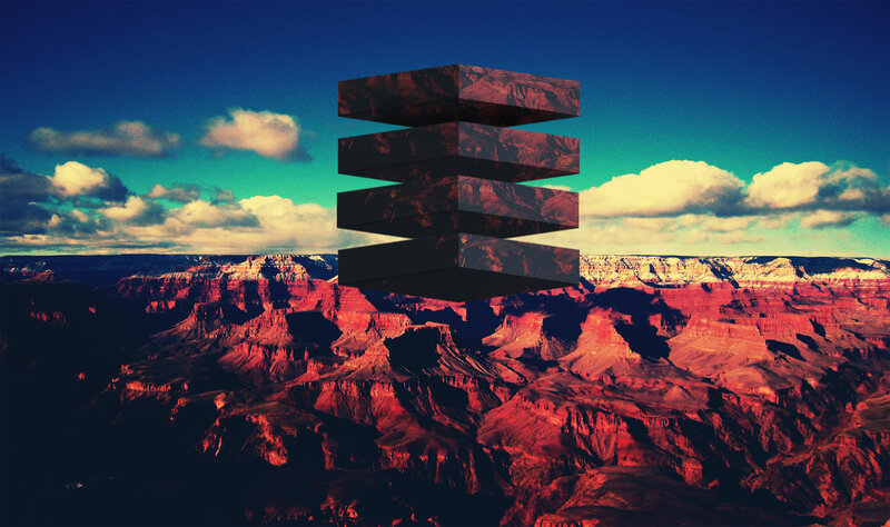Floating Geometric Shapes — Red