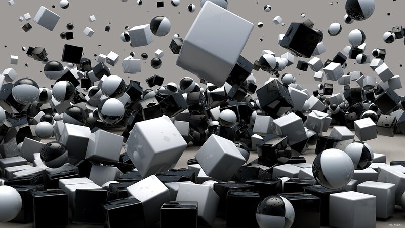 Floating geometric shapes