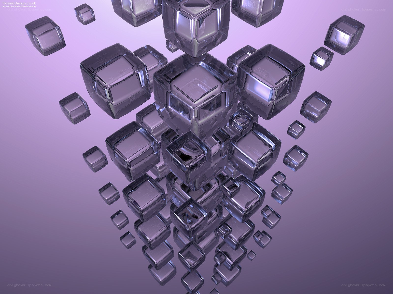 Floating glass cubes in purple