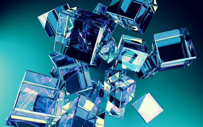 Floating glass cubes