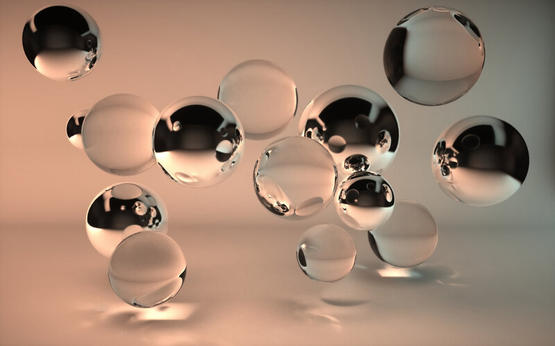 Floating glass spheres