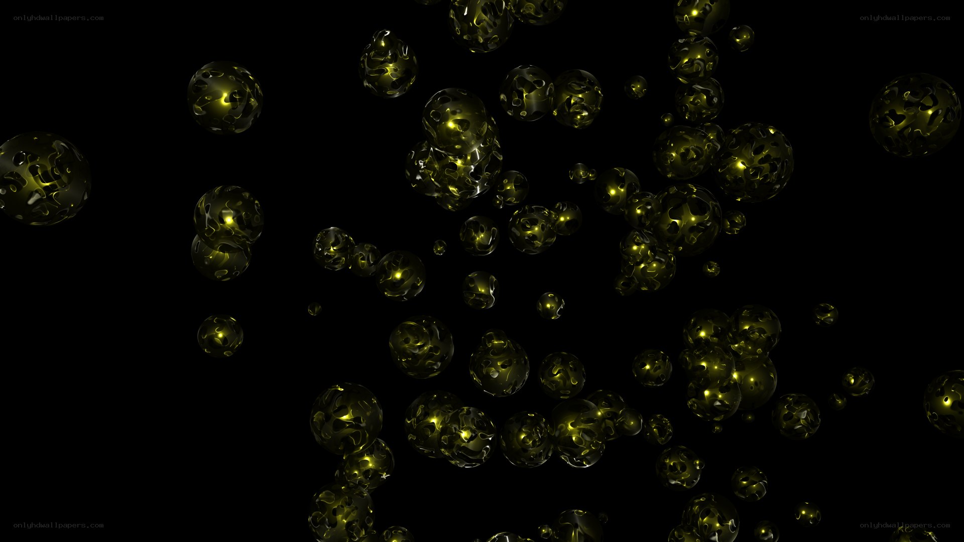 floating golden spheres