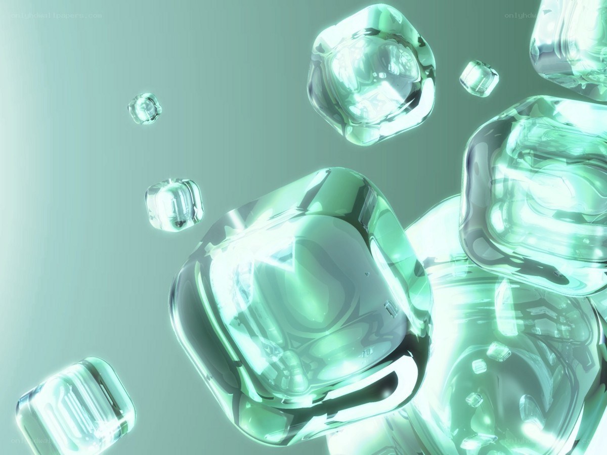 floating green ice cubes
