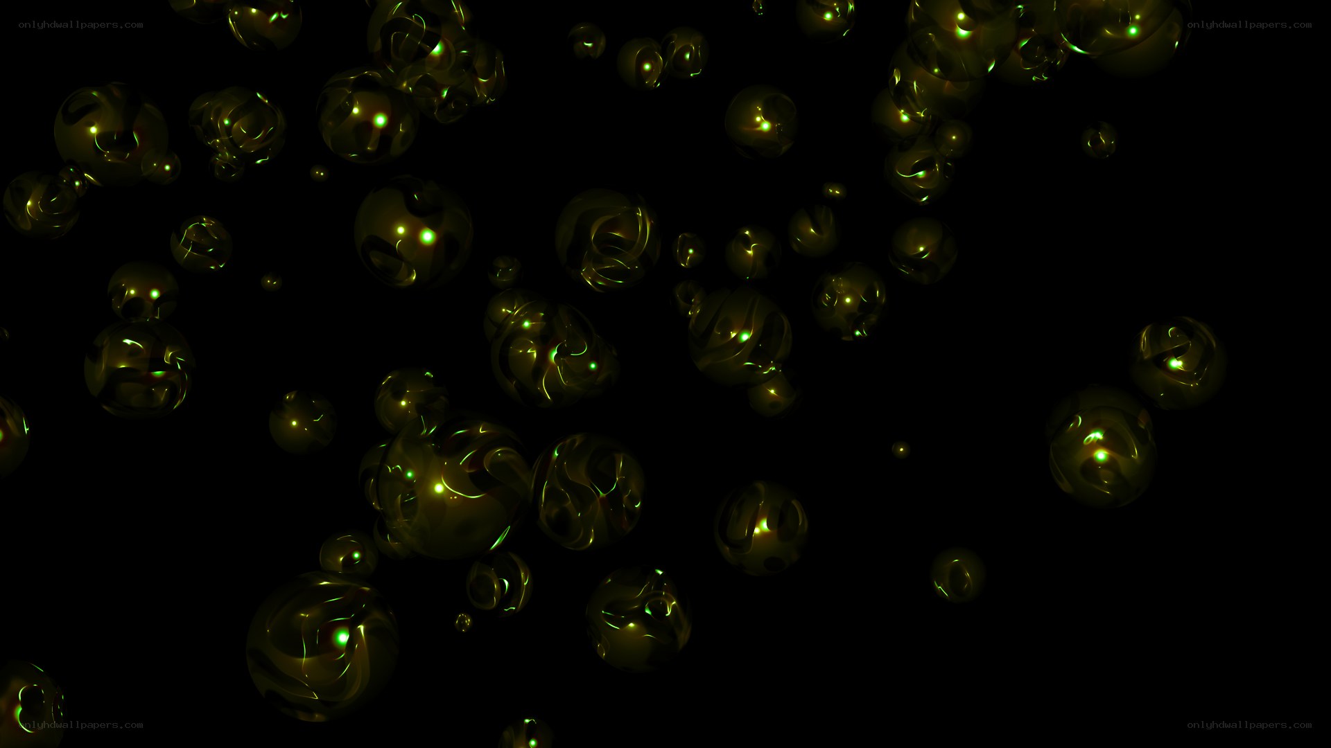 floating green spheres