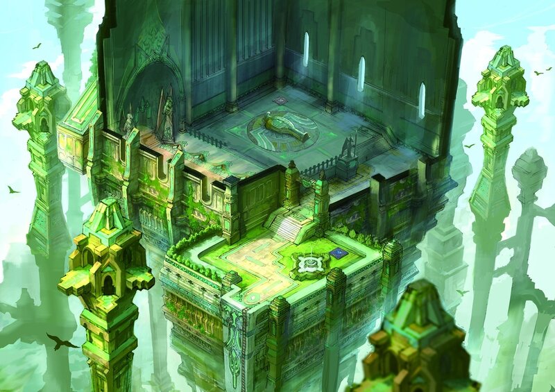 floating green temple