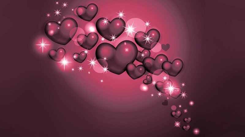Floating Hearts and Sparkles — Purple