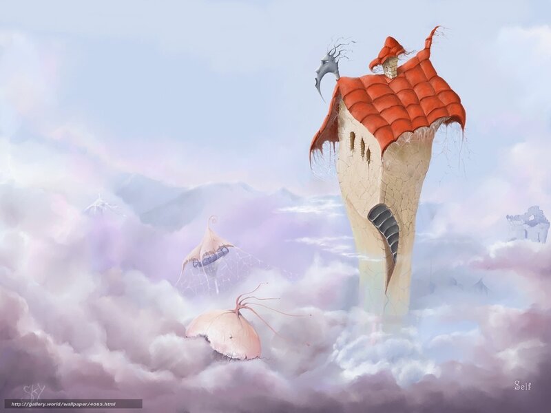 Floating house in the clouds