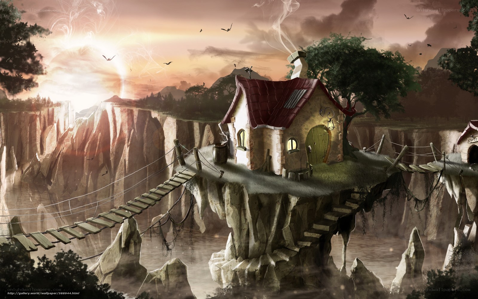 Floating house on a cliff