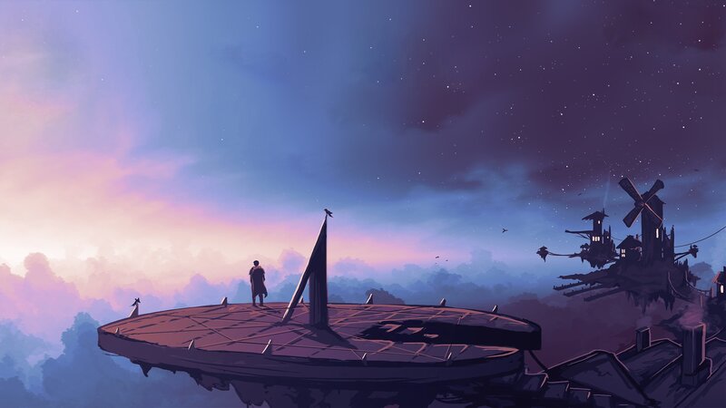floating island at dusk